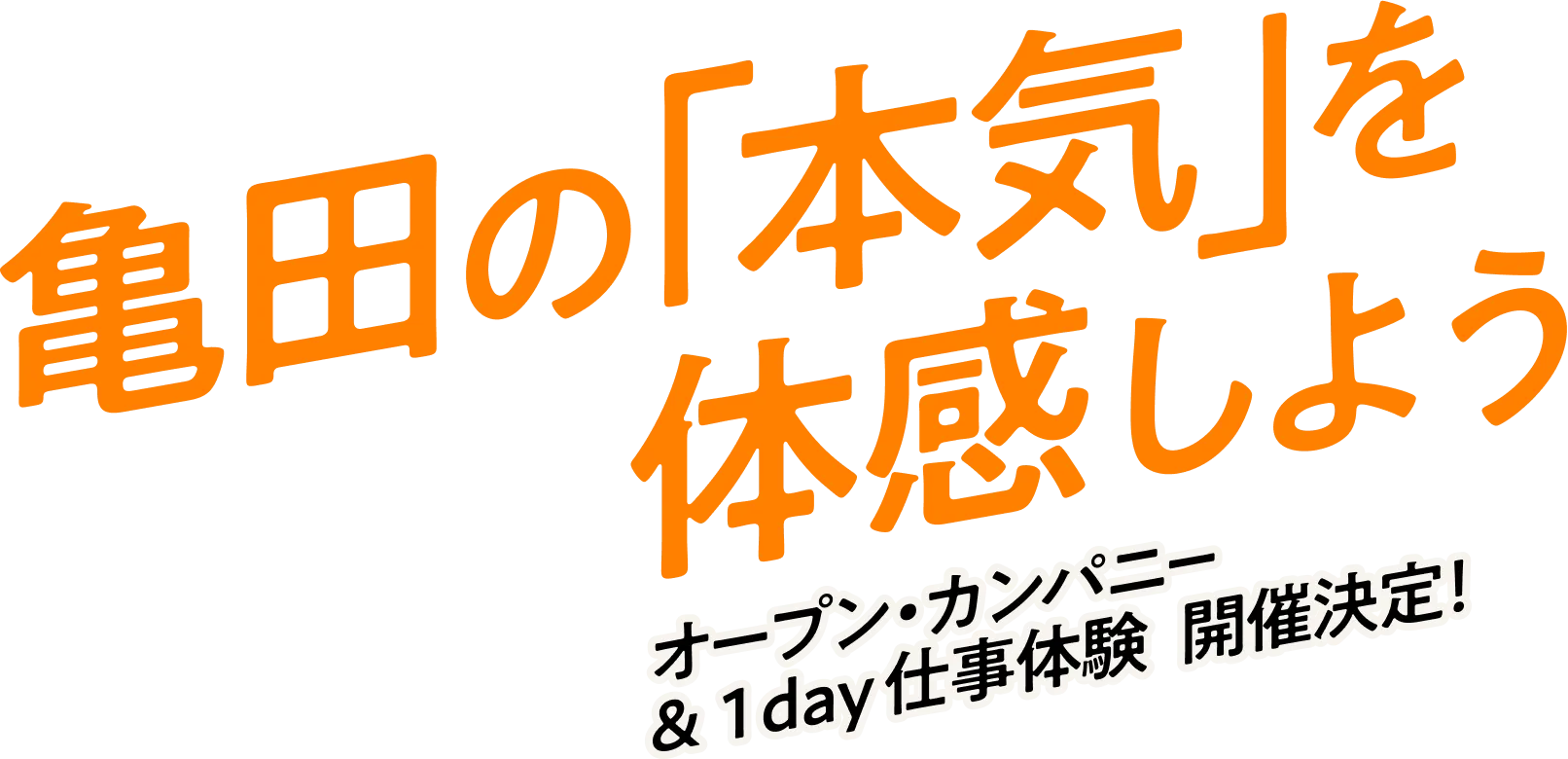 亀田の「本気」を体感しよう オープン・カンパニー＆1day仕事体験開催決定!