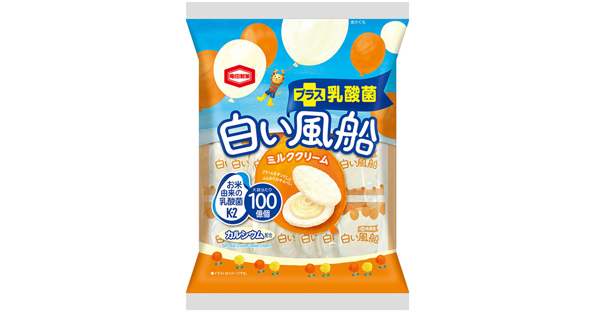 18枚 白い風船 ミルククリーム 亀田製菓株式会社